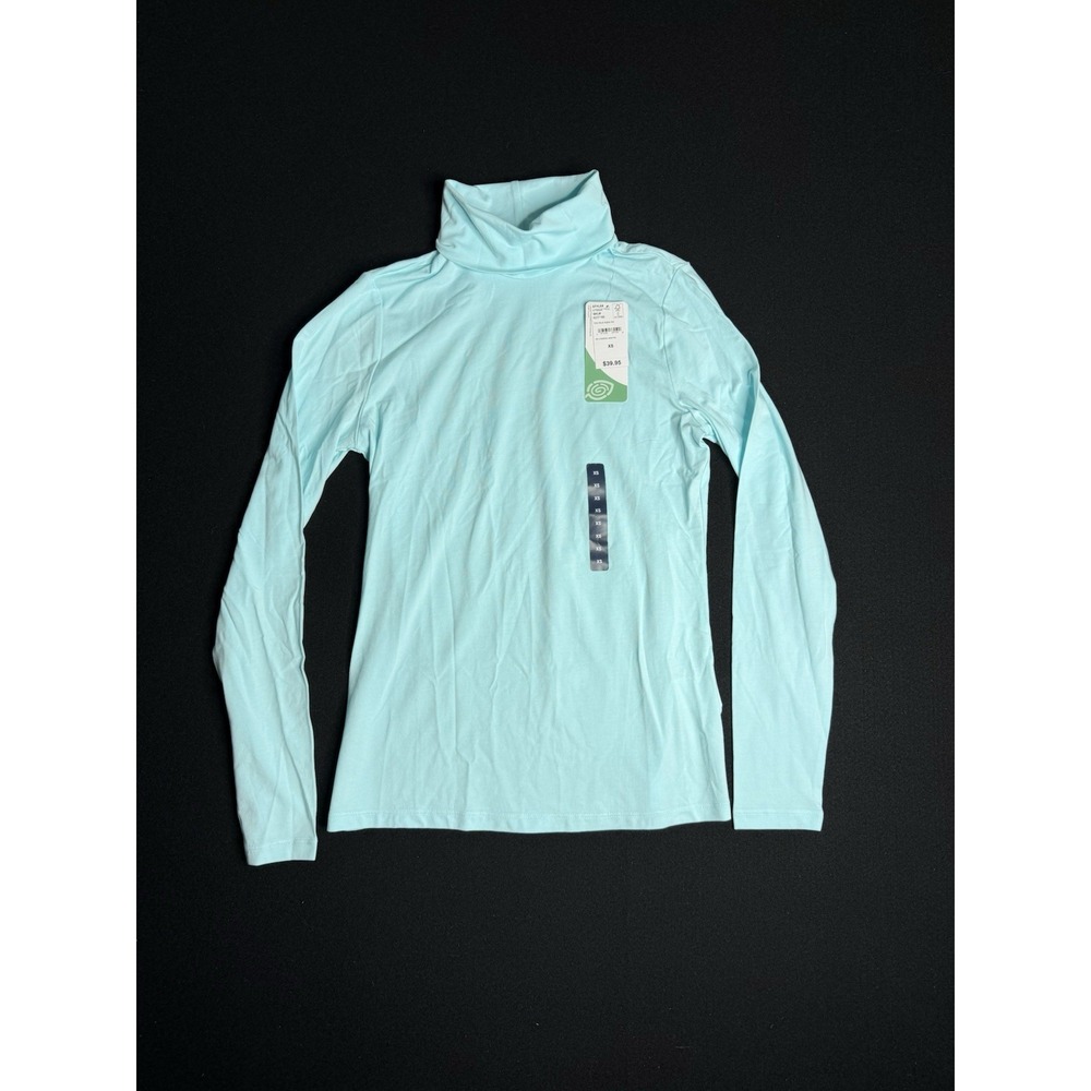NWT Lands End Lt Blue TENCEL Modal Turtleneck Long Sleeve Top Sz XS Soft Stretch